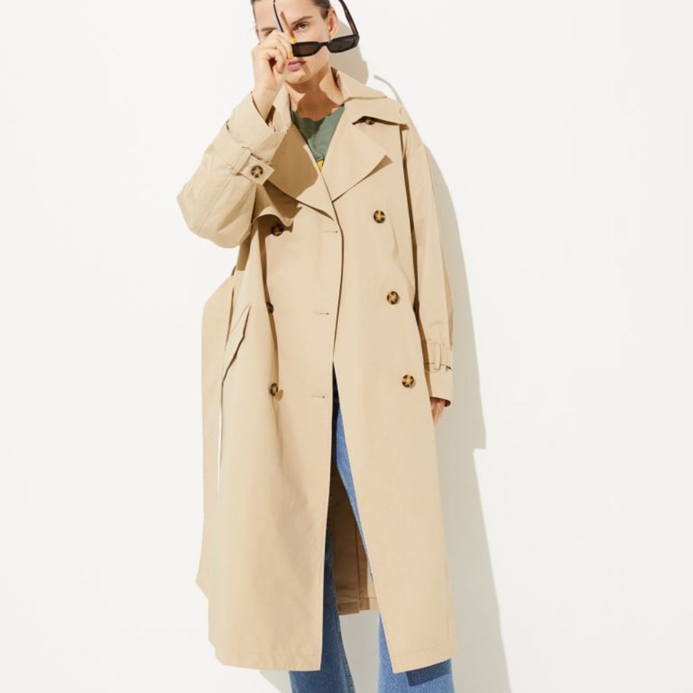 NEW H&M Cotton Oversized Trench Coat